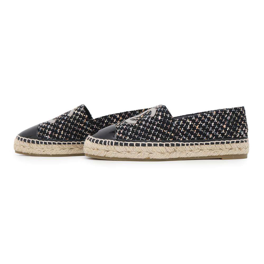 CHANEL Espadrilles Tweed BlackG29762 Cotton Enamel Size 39 C