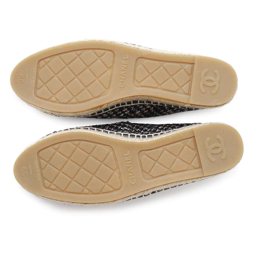 CHANEL Espadrilles Tweed BlackG29762 Cotton Enamel Size 39 C