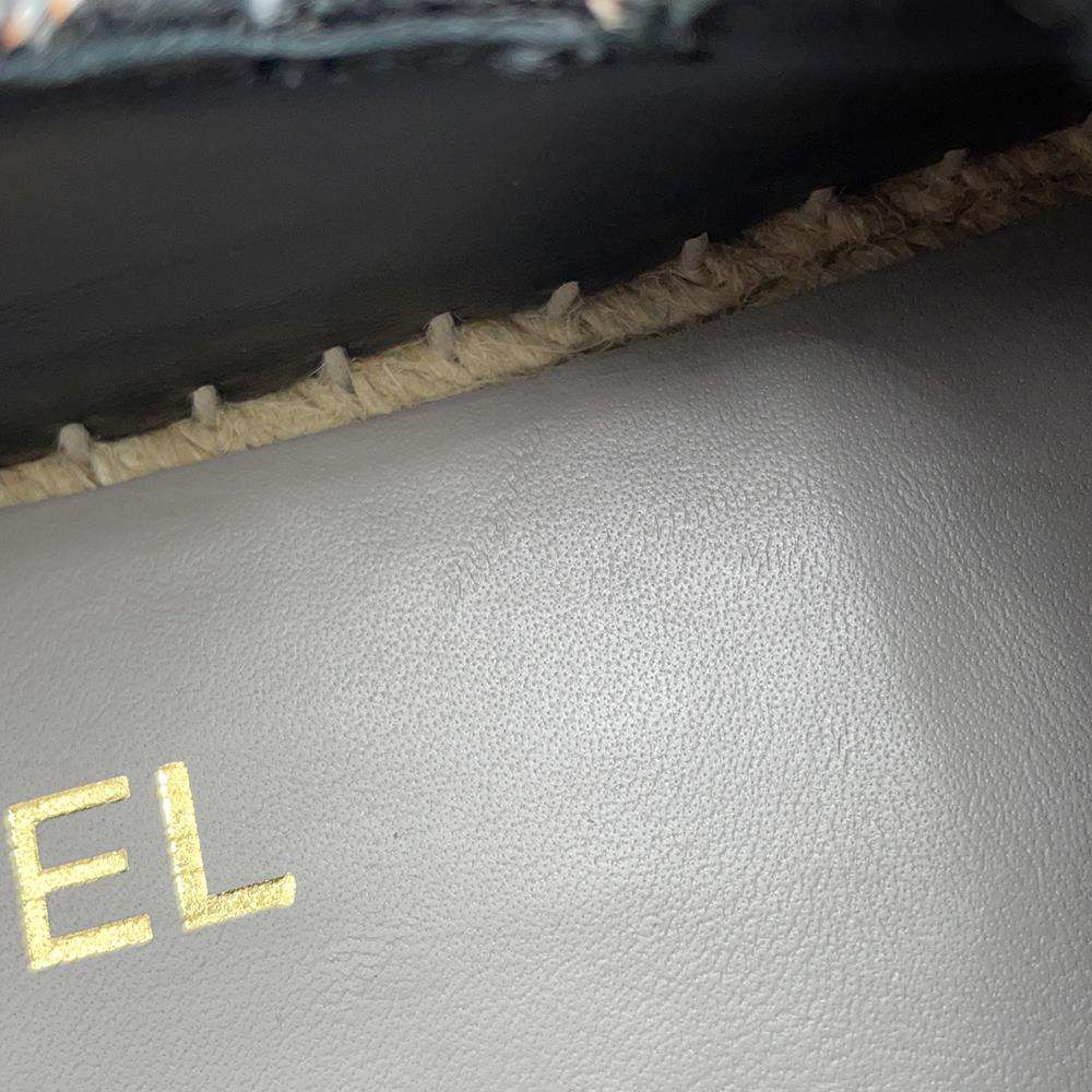 CHANEL Espadrilles Tweed BlackG29762 Cotton Enamel Size 39 C