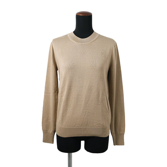 HERMES H-Lift Knit Long Sleeve Size 34 Beige Silk57% Cotton43%