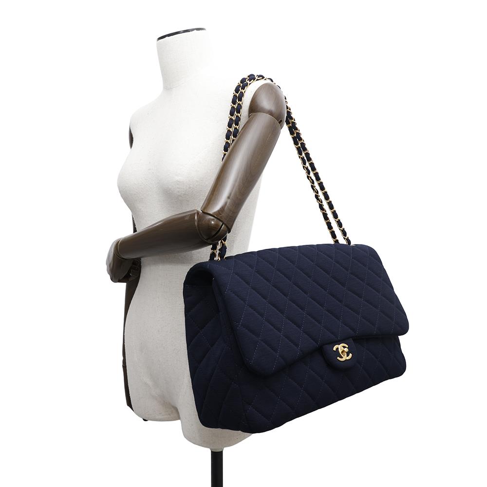 CHANEL Jumbo Matelasse ChainShoulder Bag NavyAS3788 Cotton
