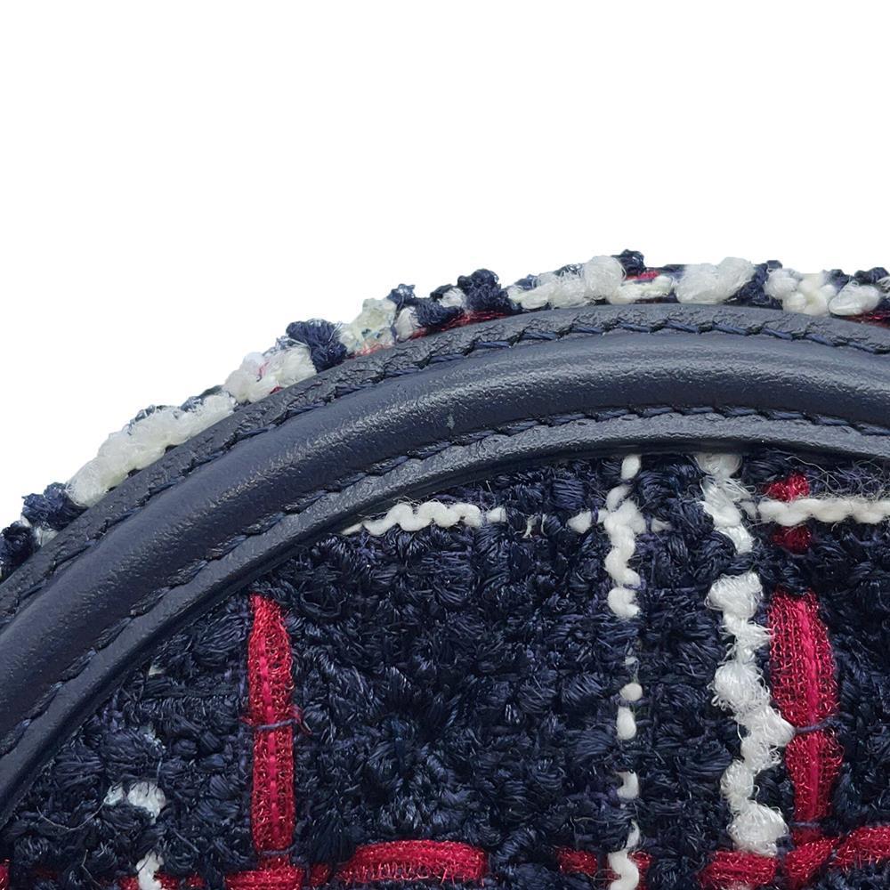 CHANEL CCFiligree Round ChainShoulder Navy/Red/WhiteAP0365 Tweed