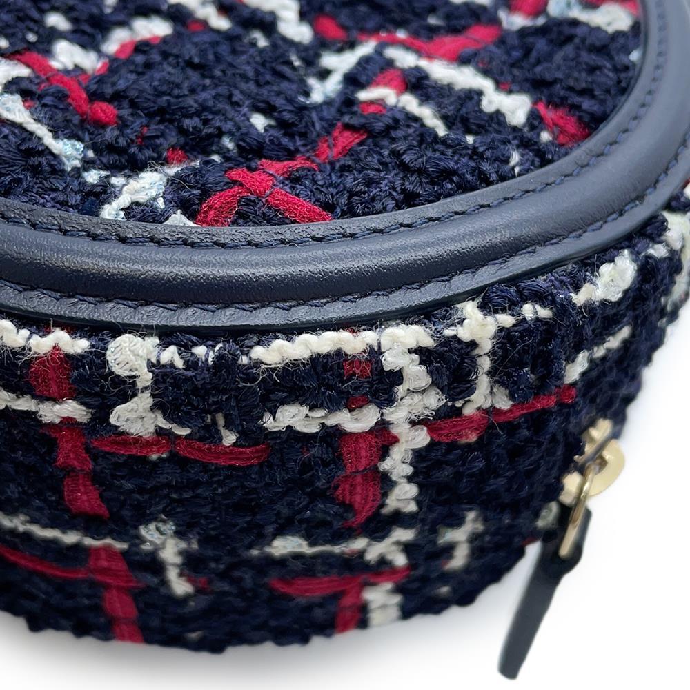 CHANEL CCFiligree Round ChainShoulder Navy/Red/WhiteAP0365 Tweed