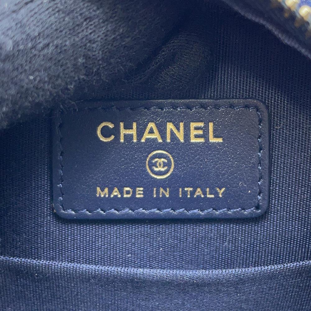 CHANEL CCFiligree Round ChainShoulder Navy/Red/WhiteAP0365 Tweed