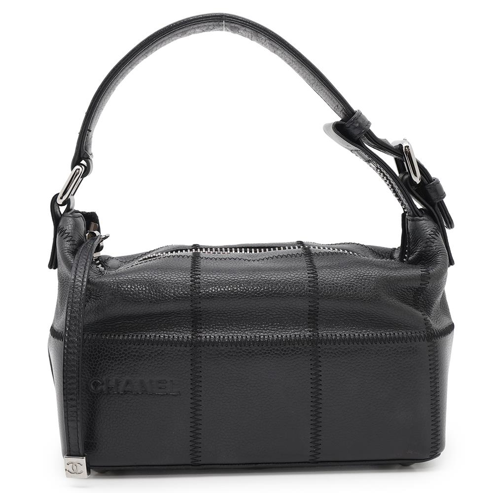 CHANEL Chocolate Bar Handbag Black Leather