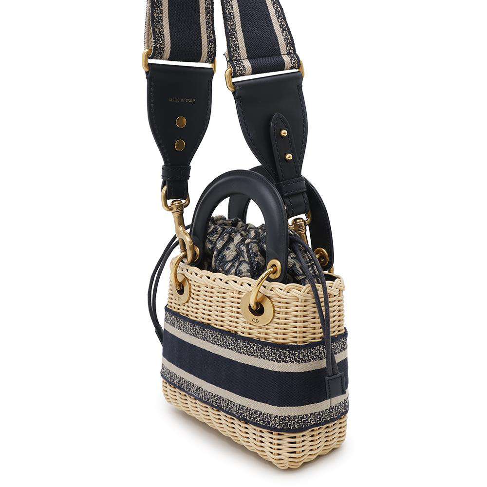 Dior Lady Dior Oblique Beige/NavyM0505CMVO Wicker Jacquard Size Mini