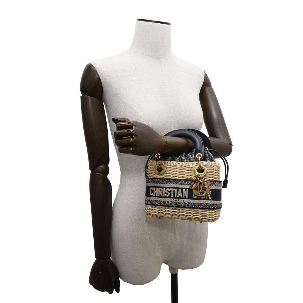 Dior Lady Dior Oblique Beige/NavyM0505CMVO Wicker Jacquard Size Mini