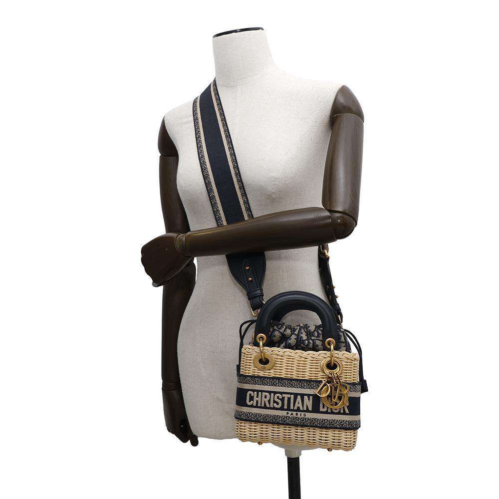 Dior Lady Dior Oblique Beige/NavyM0505CMVO Wicker Jacquard Size Mini