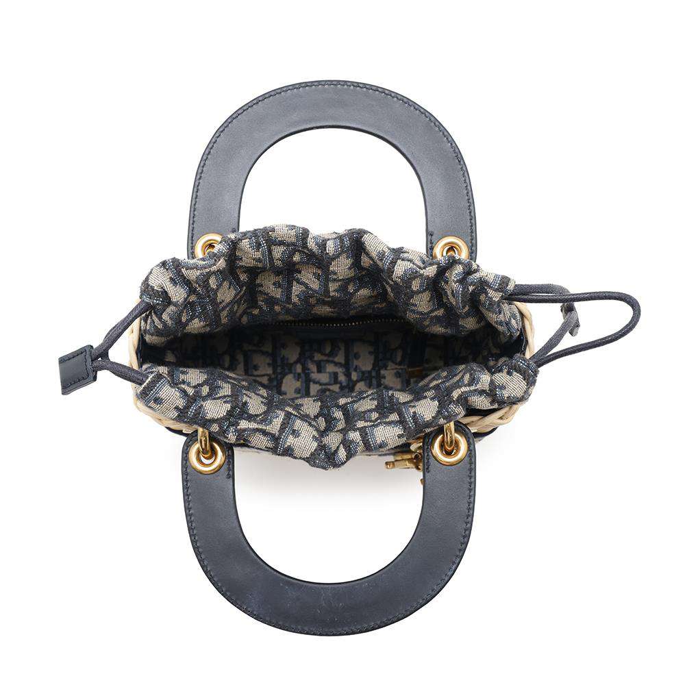 Dior Lady Dior Oblique Beige/NavyM0505CMVO Wicker Jacquard Size Mini