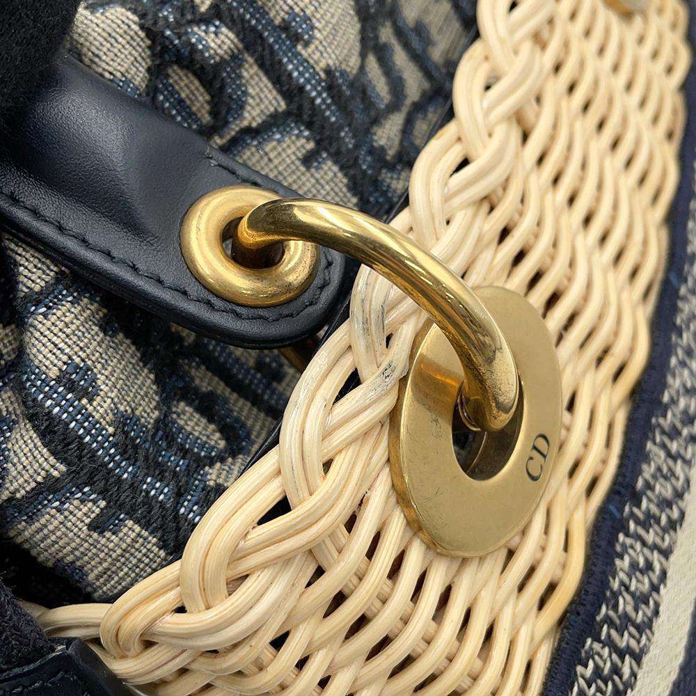 Dior Lady Dior Oblique Beige/NavyM0505CMVO Wicker Jacquard Size Mini