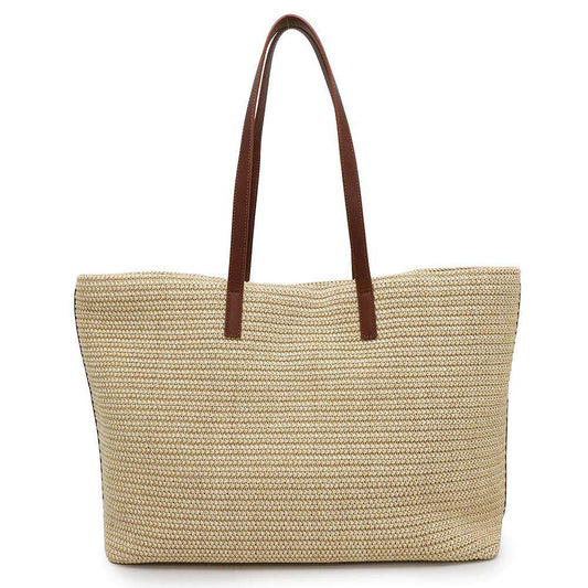 SAINT LAURENT PARIS Shopping tote Beige/Brown490793 Raffia Leather