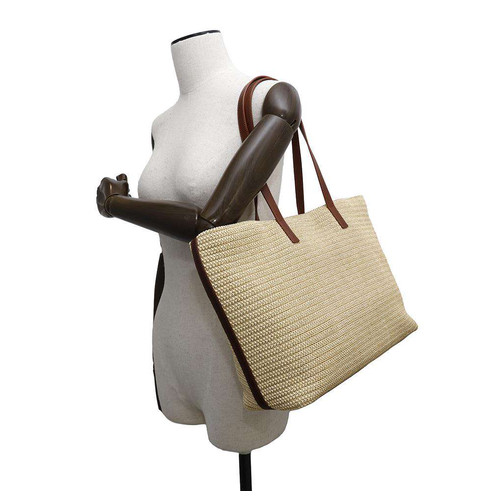 SAINT LAURENT PARIS Shopping tote Beige/Brown490793 Raffia Leather