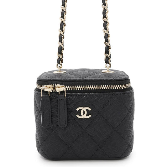 CHANEL Matelasse Vanity ChainShoulder Bag BlackAP1340 Caviar Leather Size Mini