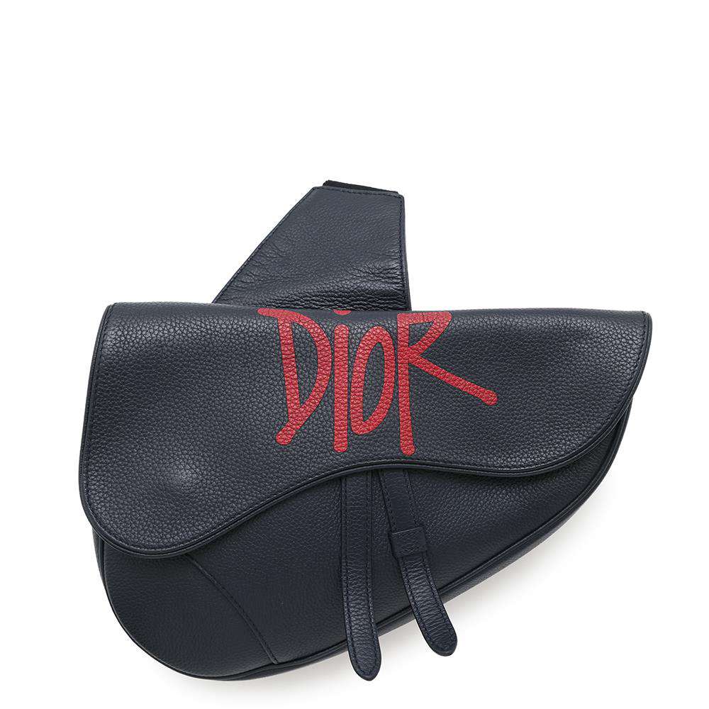Dior Shoulder Bag for Men - Stussy Collaboration Navy Leather