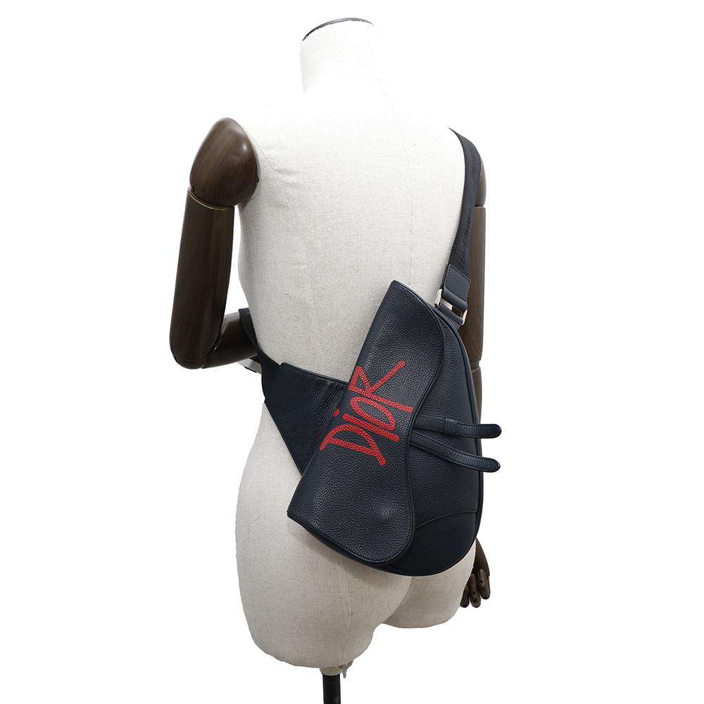 Dior Shoulder Bag for Men - Stussy Collaboration Navy Leather