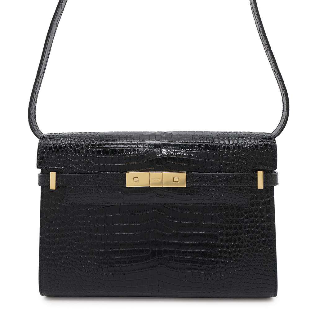 SAINT LAURENT PARIS Manhattan Black579271 Croco embossed leather