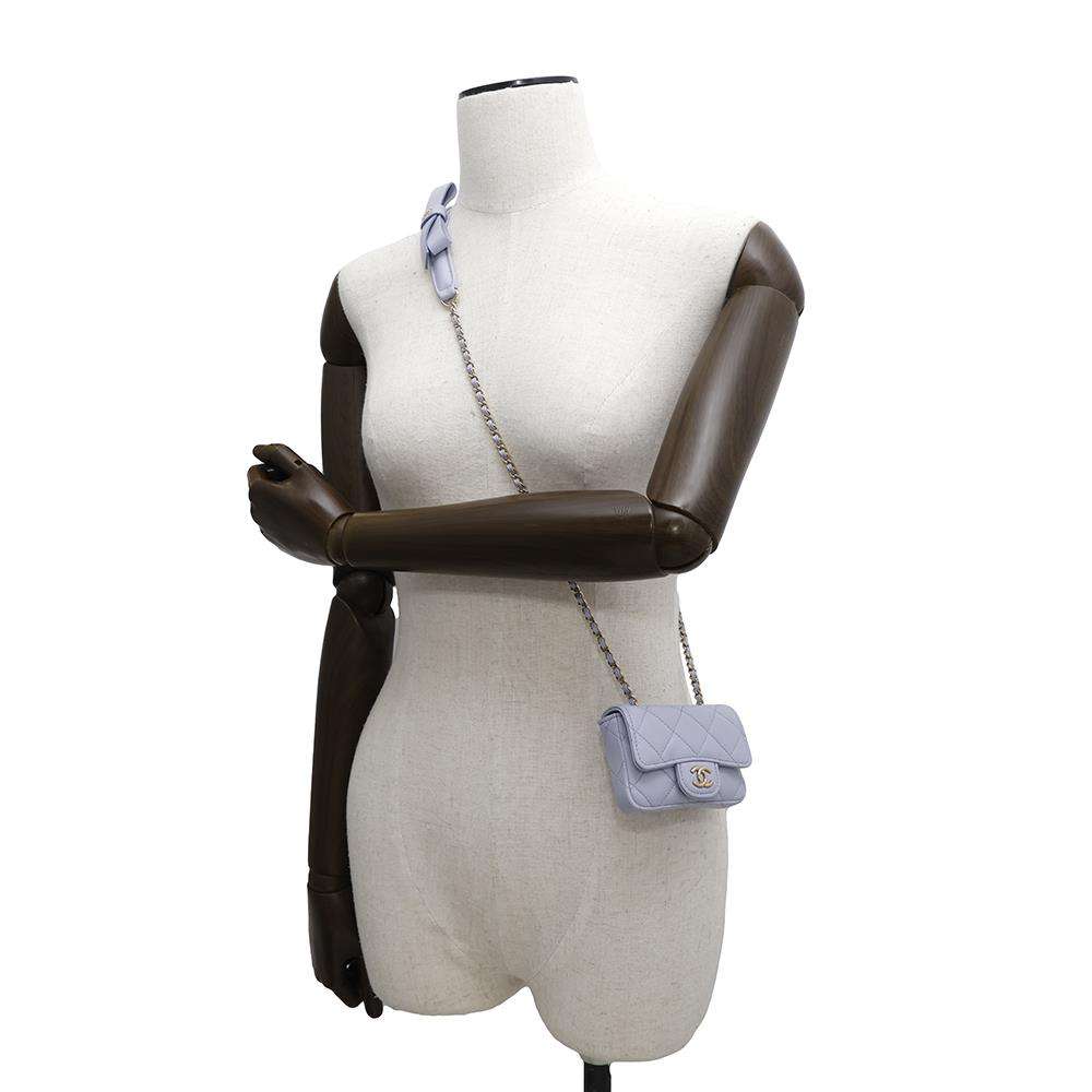 CHANEL Matelasse ribbon 2way belt bag PurpleAP2427 Lambskin