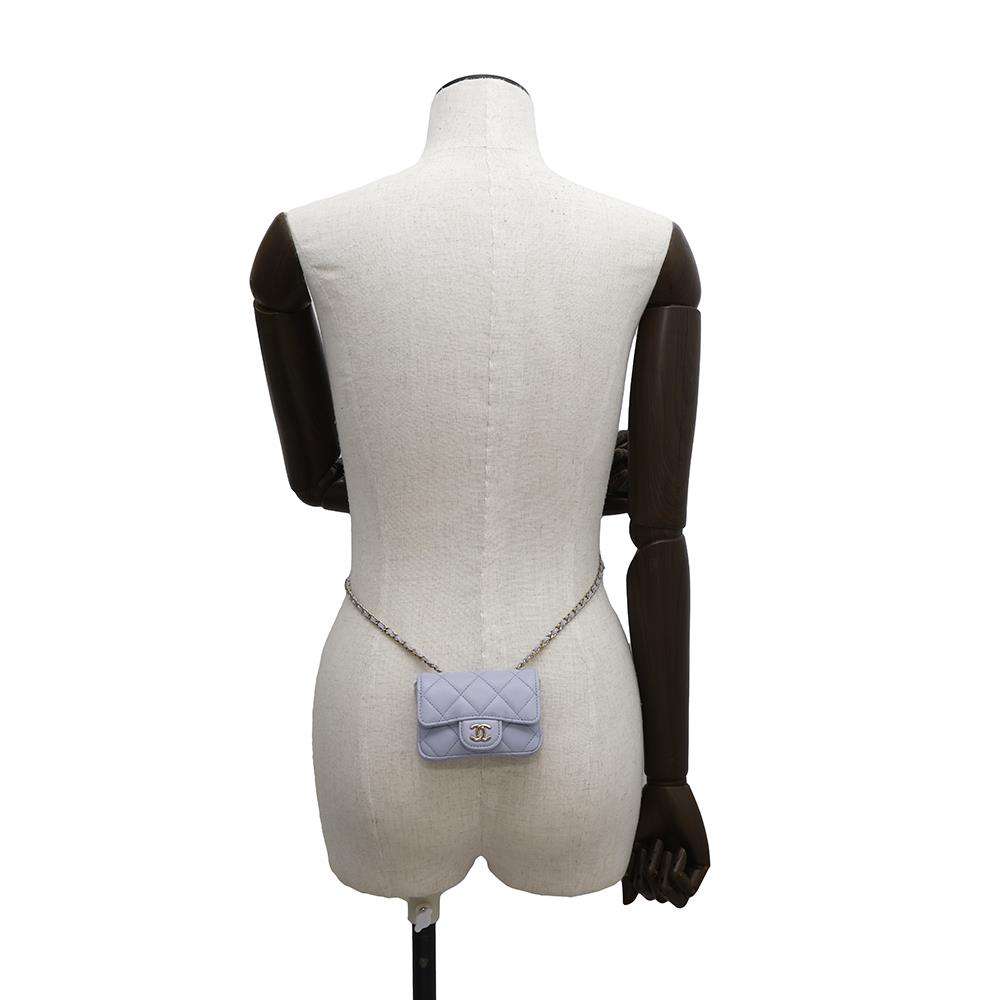 CHANEL Matelasse ribbon 2way belt bag PurpleAP2427 Lambskin