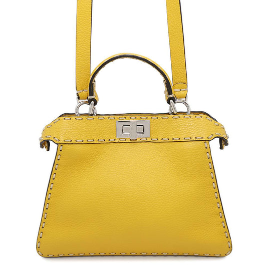 FENDI Peekaboo I See You 2WAY Bag Yellow8BN327 Leather Size Small