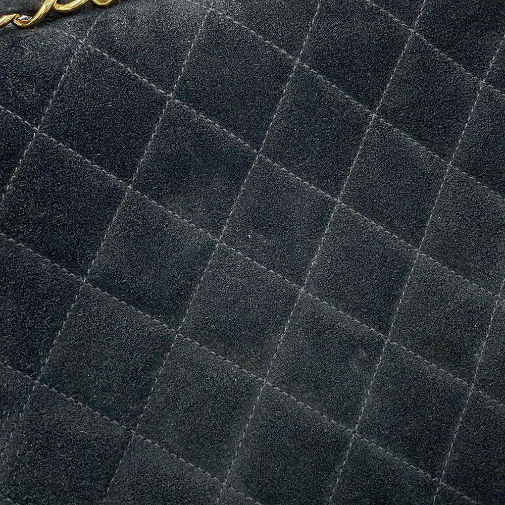 CHANEL Matelasse Single Flap ChainShoulder Bag Black suede Size 20
