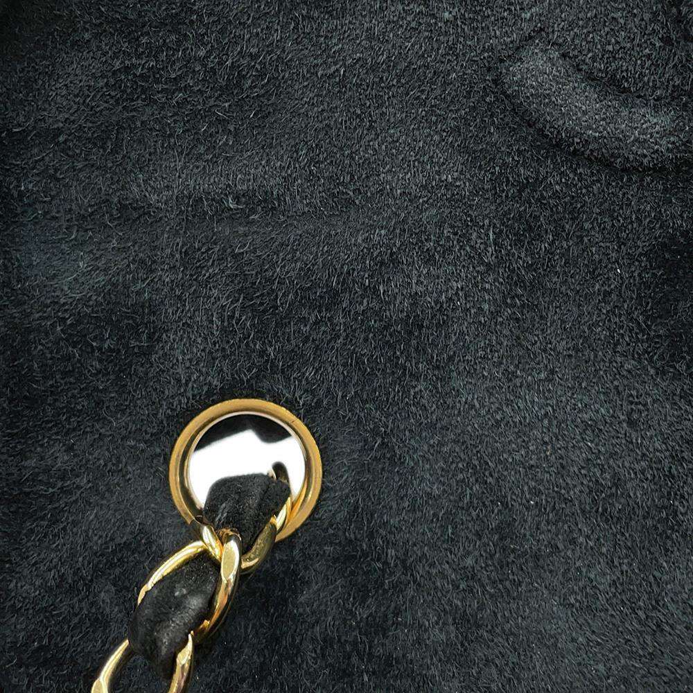 CHANEL Matelasse Single Flap ChainShoulder Bag Black suede Size 20