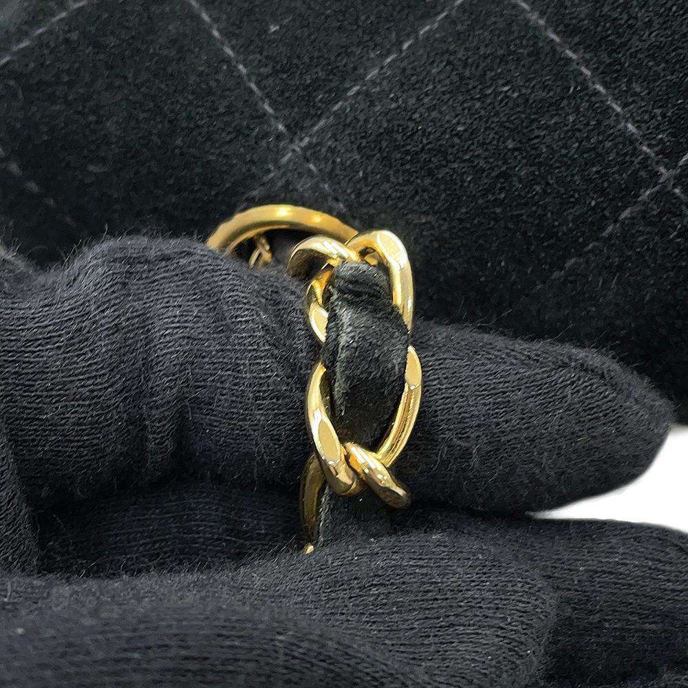 CHANEL Matelasse Single Flap ChainShoulder Bag Black suede Size 20