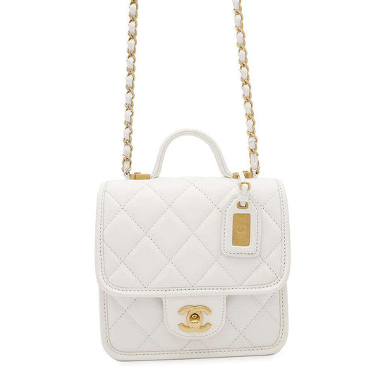 CHANEL Matelasse 2WAY ChainShoulder Bag WhiteAS3652 Caviar Leather