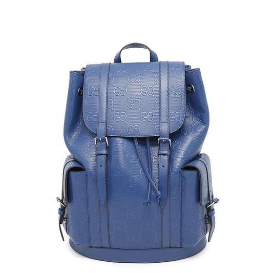 GUCCI GG Embossed Backpack Blue625770 Leather