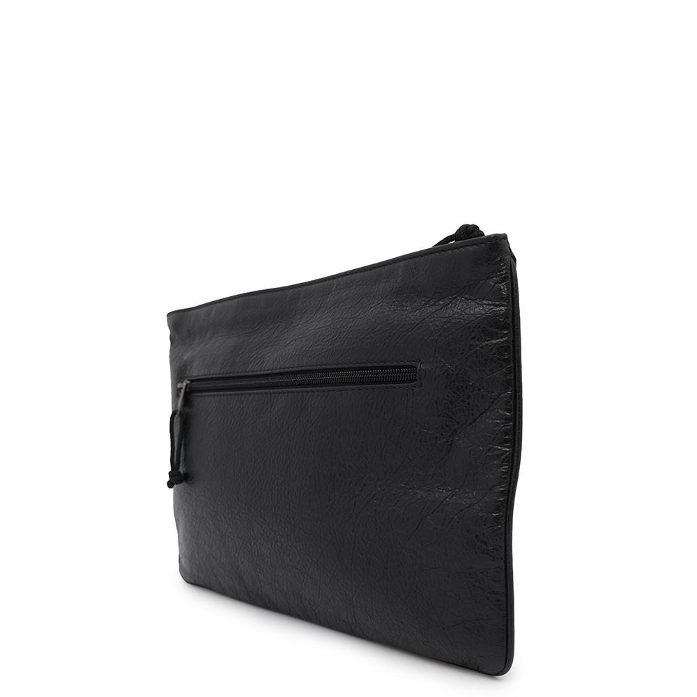 BALENCIAGA Logo Clutch Bag Black535334 Leather