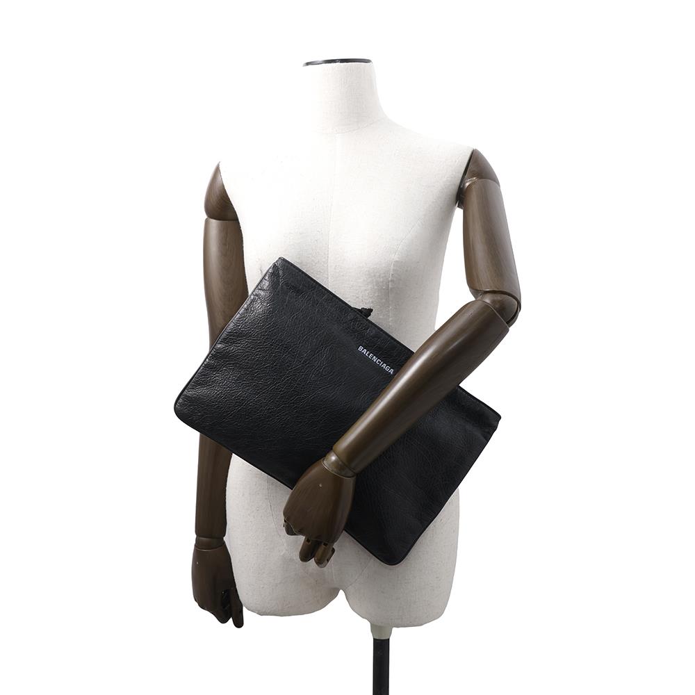 BALENCIAGA Logo Clutch Bag Black535334 Leather