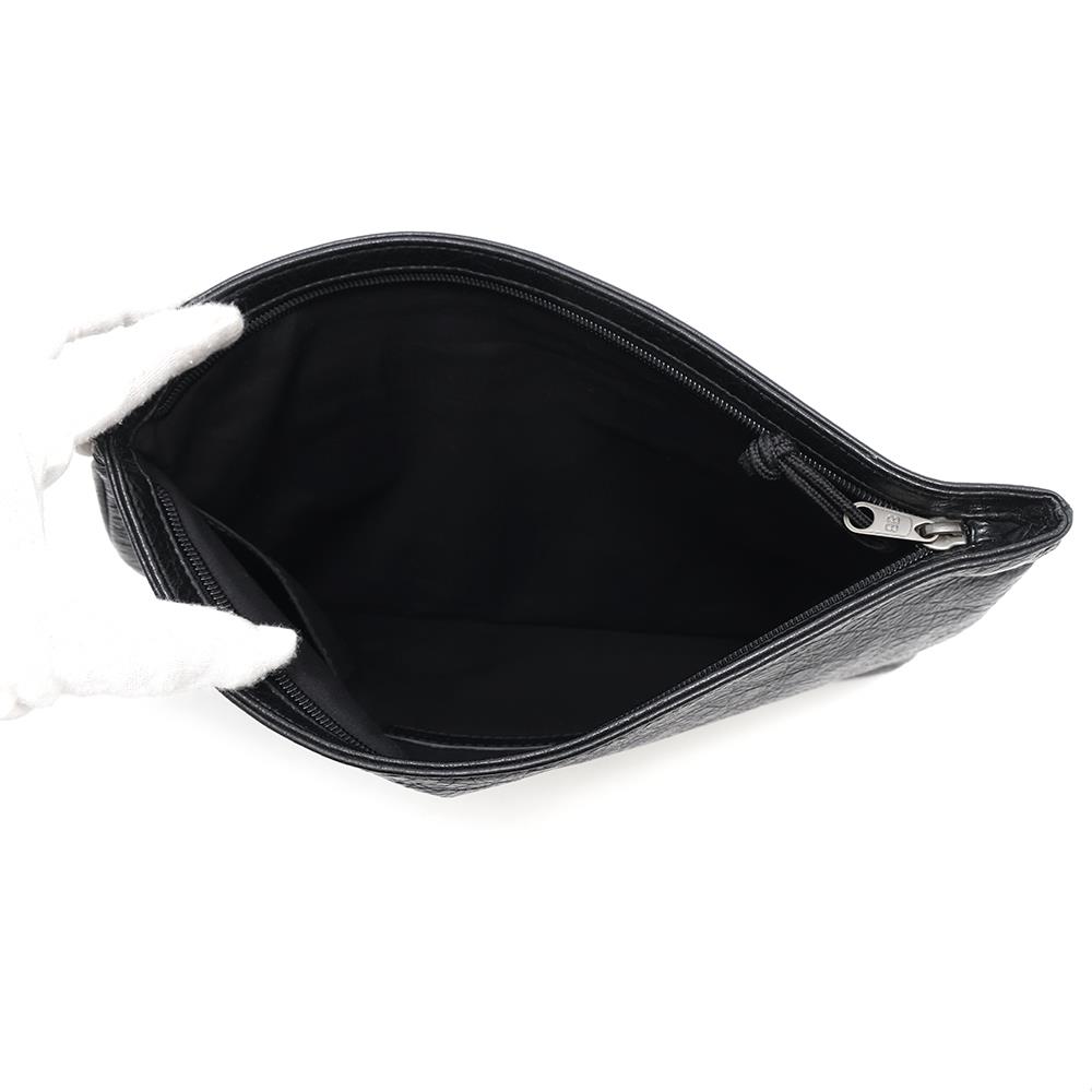 BALENCIAGA Logo Clutch Bag Black535334 Leather
