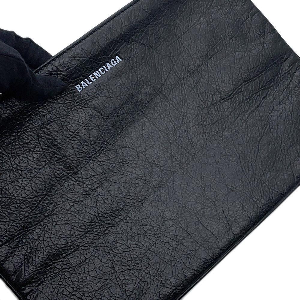 BALENCIAGA Logo Clutch Bag Black535334 Leather