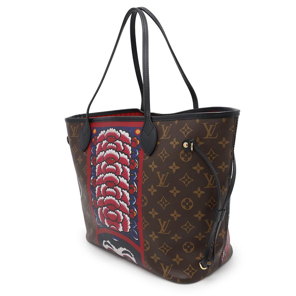 LOUIS VUITTON Neverfull_Daruma 2018 Japan Limited Edition Brown/MulticolorM43499 Monogram Kansai Yamamoto 2 Kola Gersquière Size MM
