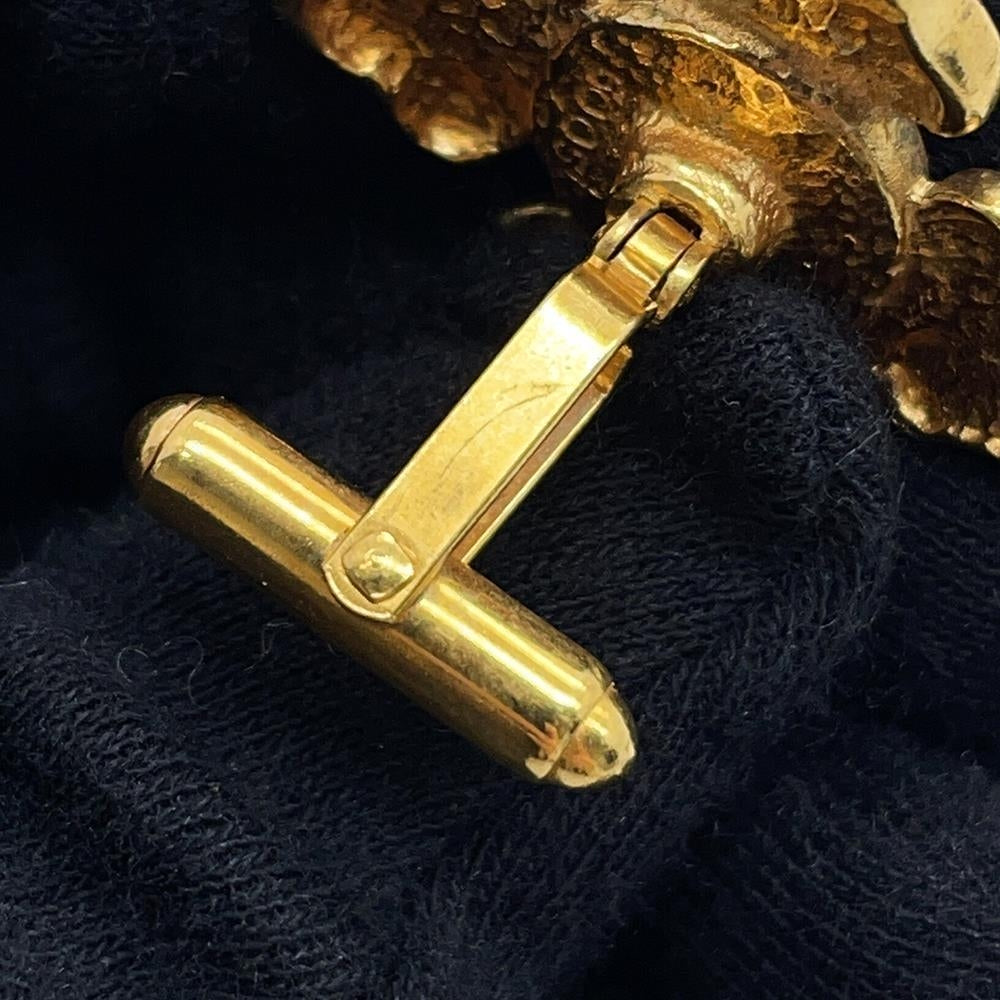 CHANEL Faux Pearl Cufflinks Gold Metal