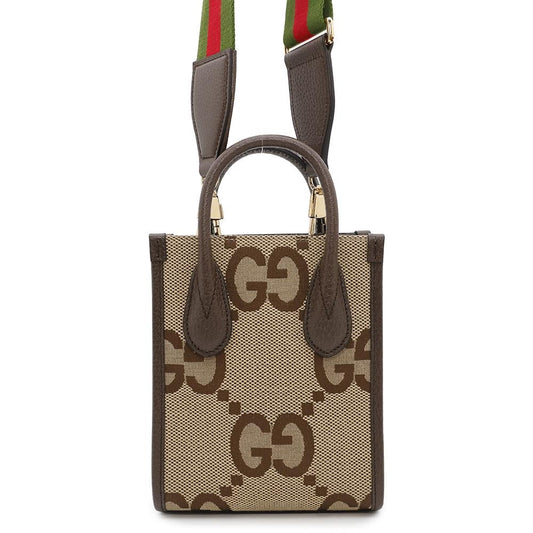 GUCCI Jumbo GG 2WAY Shoulder Beige/Brown699406 GG Canvas Leather Size Mini