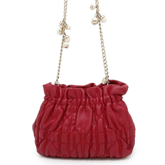Dior Cannage ChainShoulder Bag with PearlBag Charm Red Leather