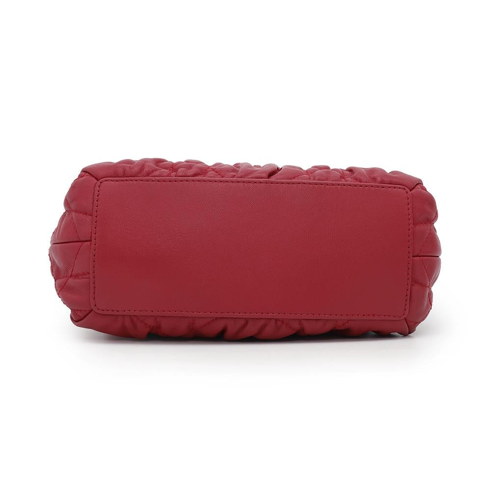 Dior Cannage ChainShoulder Bag with PearlBag Charm Red Leather