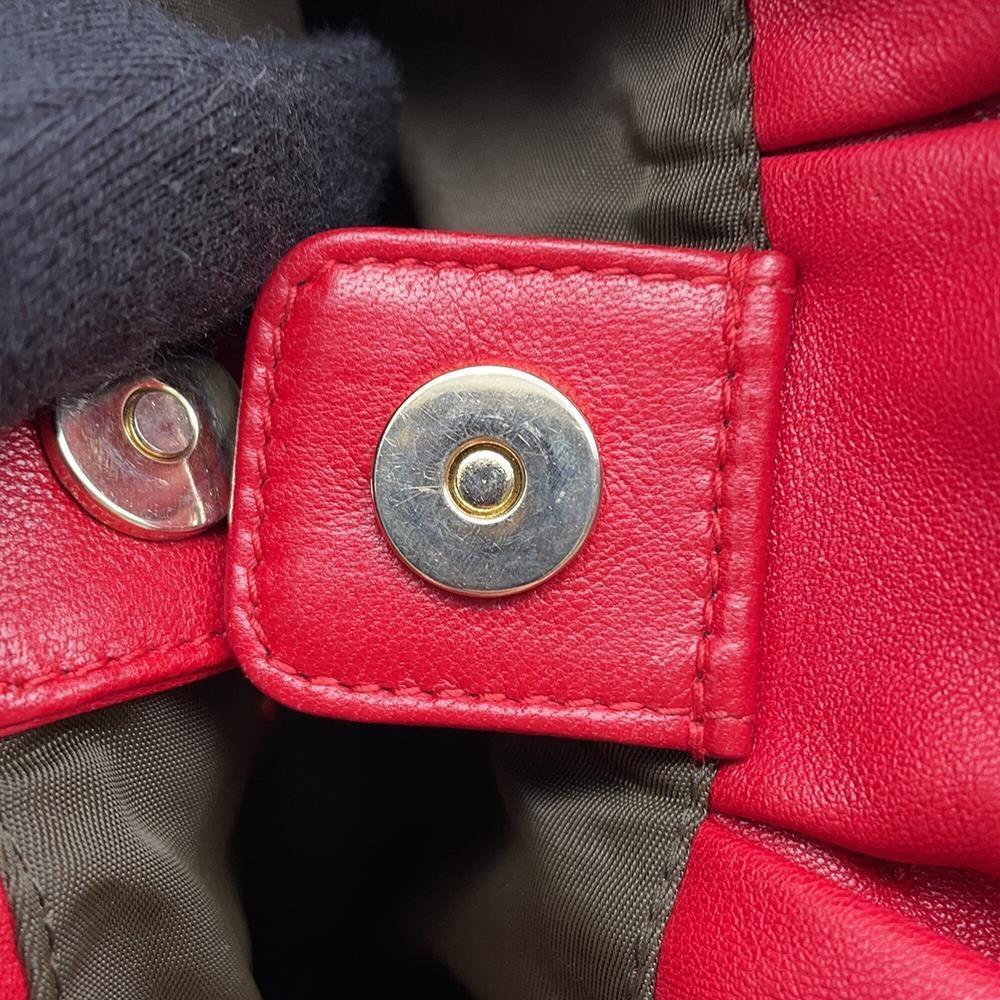 Dior Cannage ChainShoulder Bag with PearlBag Charm Red Leather