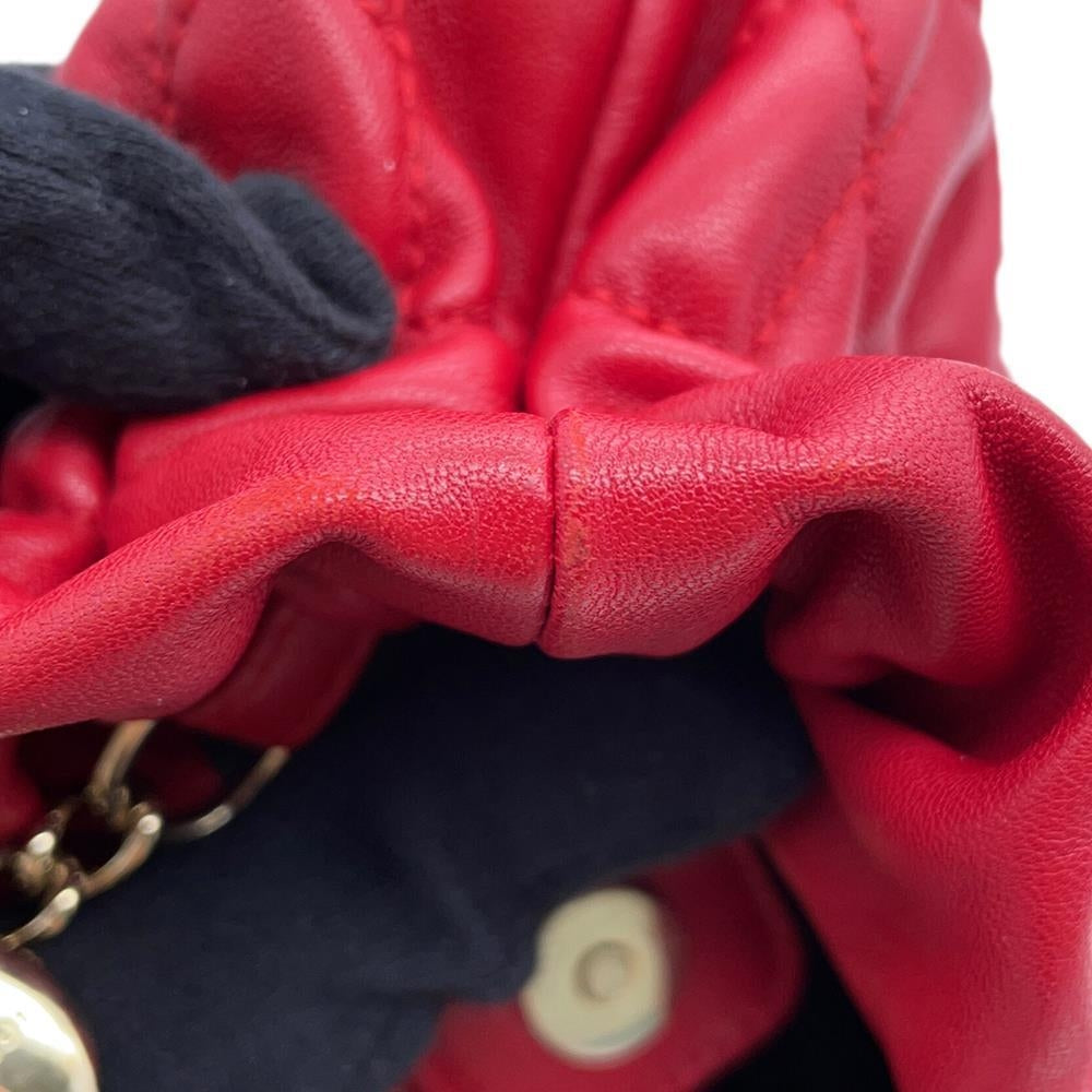 Dior Cannage ChainShoulder Bag with PearlBag Charm Red Leather