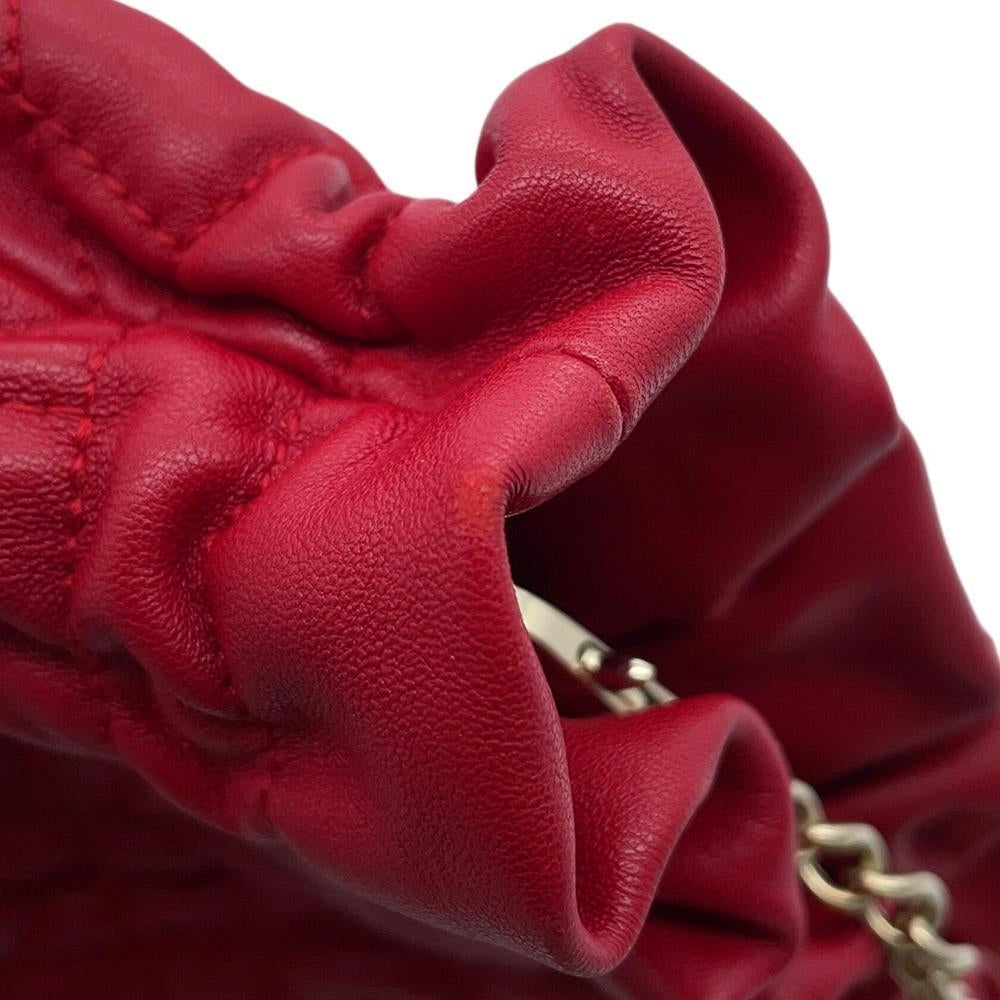 Dior Cannage ChainShoulder Bag with PearlBag Charm Red Leather