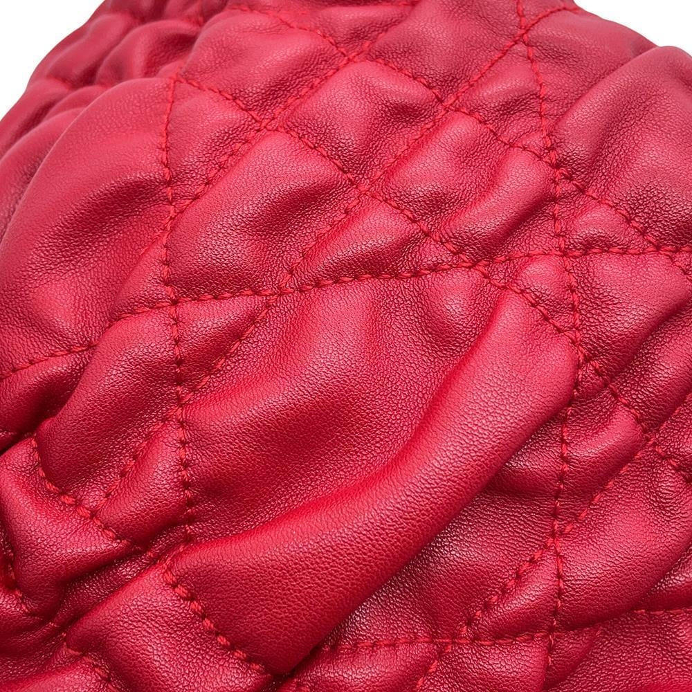 Dior Cannage ChainShoulder Bag with PearlBag Charm Red Leather