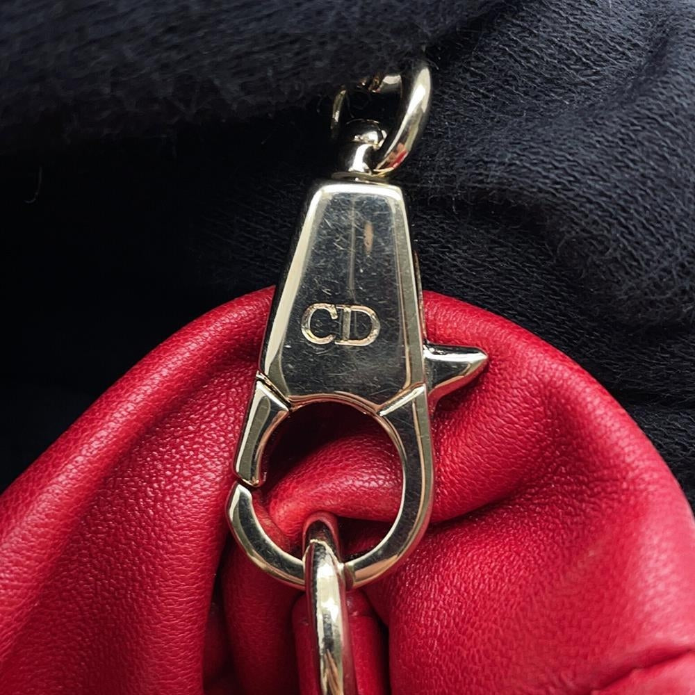 Dior Cannage ChainShoulder Bag with PearlBag Charm Red Leather