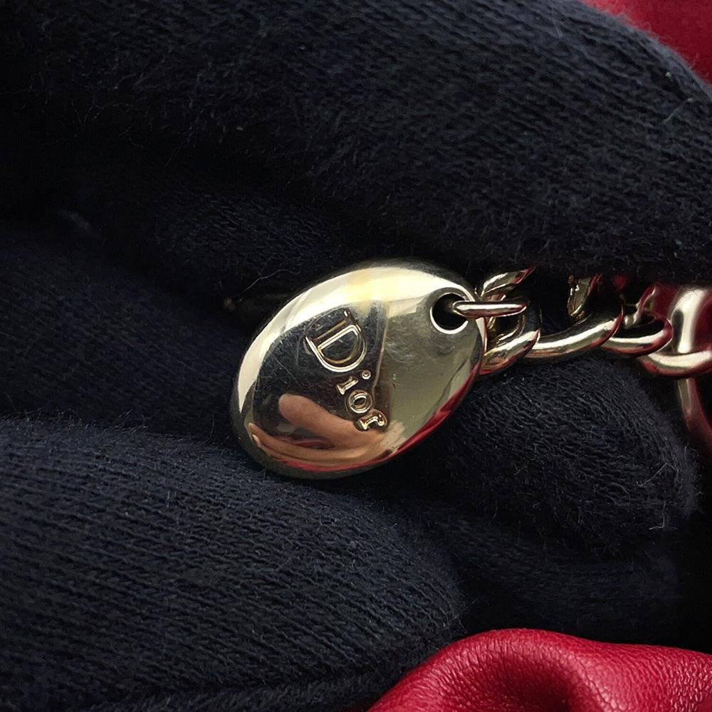 Dior Cannage ChainShoulder Bag with PearlBag Charm Red Leather