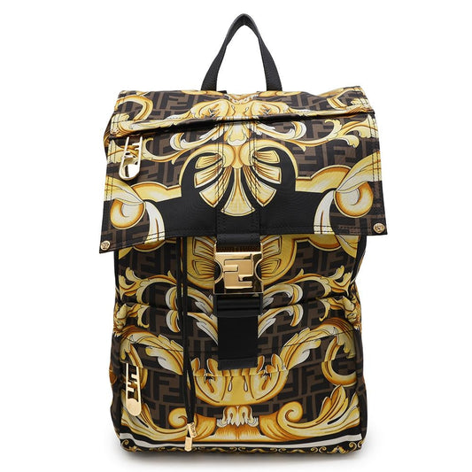 FENDI Fendace Backpack Black/Yellow7VZ066 Nylon