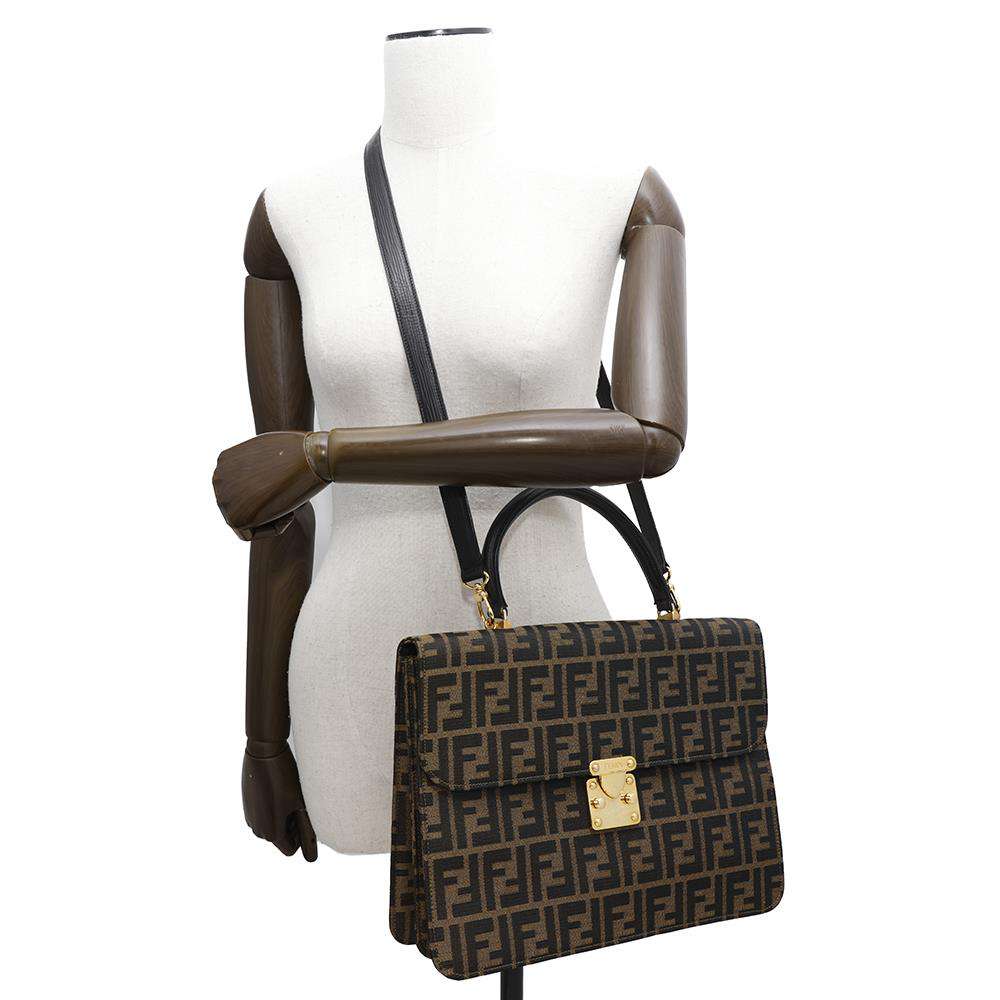 FENDI Zucca Pattern 2WAYBag Brown0914117 Canvas Leather