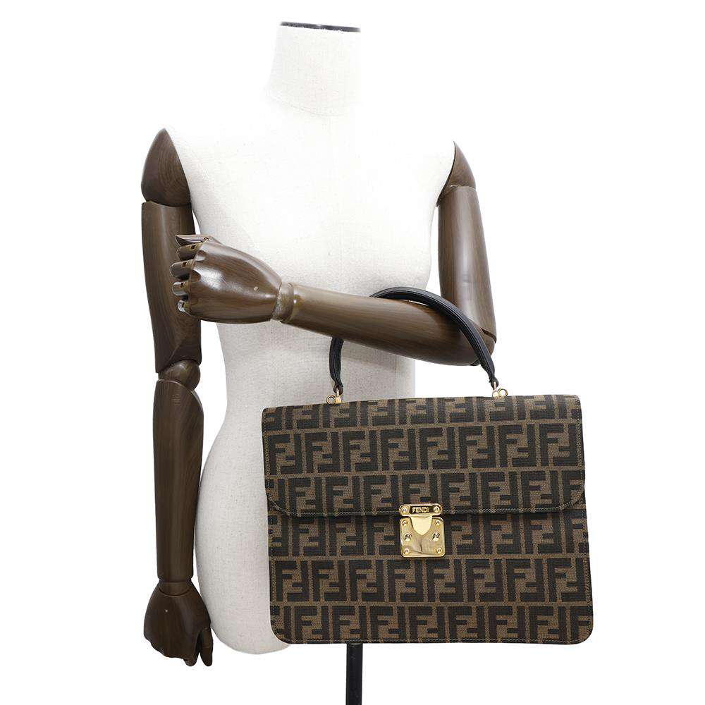 FENDI Zucca Pattern 2WAYBag Brown0914117 Canvas Leather