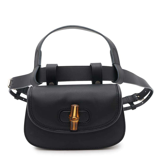 GUCCI Bamboo 1947 Mini Belt Bag Black681137 Leather