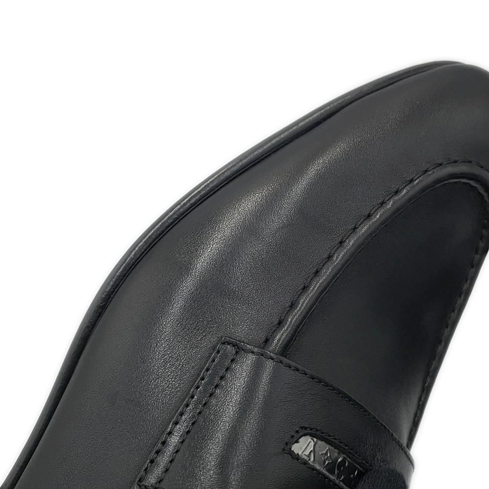 LOUIS VUITTON Globe Line Loafers Black1AA723 Calf Leather Size 6.5