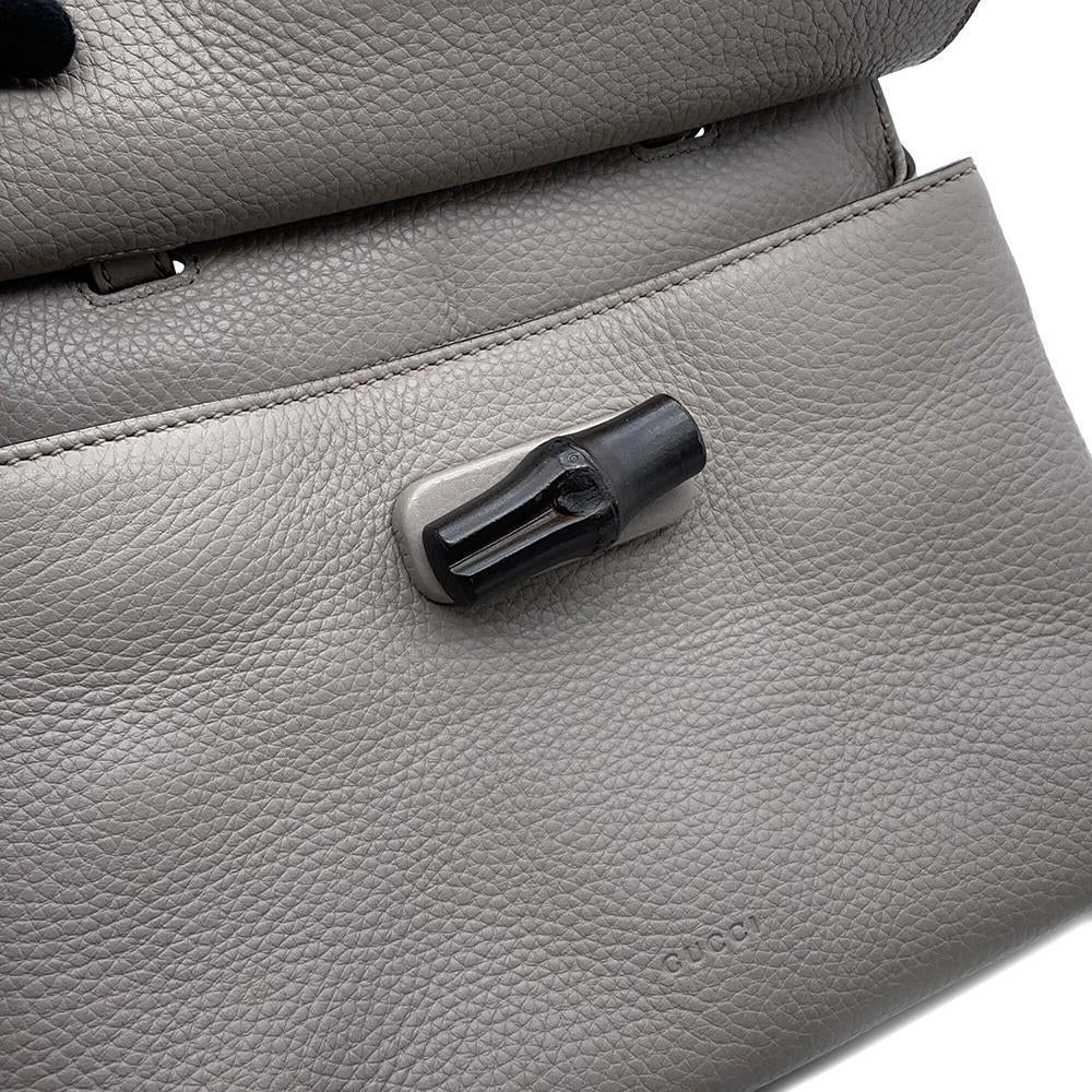 GUCCI Bamboo Daily Top Handle Bag Gray370831 Leather