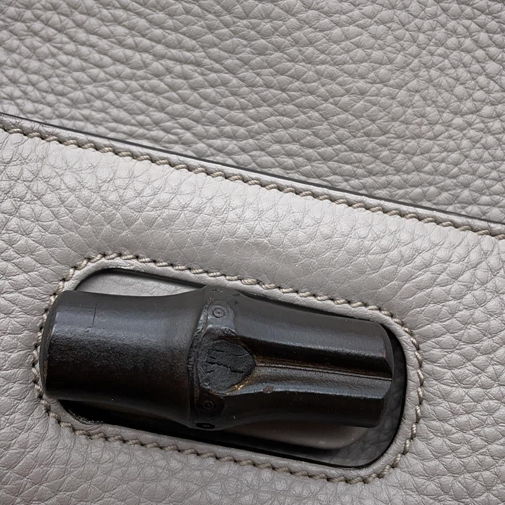 GUCCI Bamboo Daily Top Handle Bag Gray370831 Leather